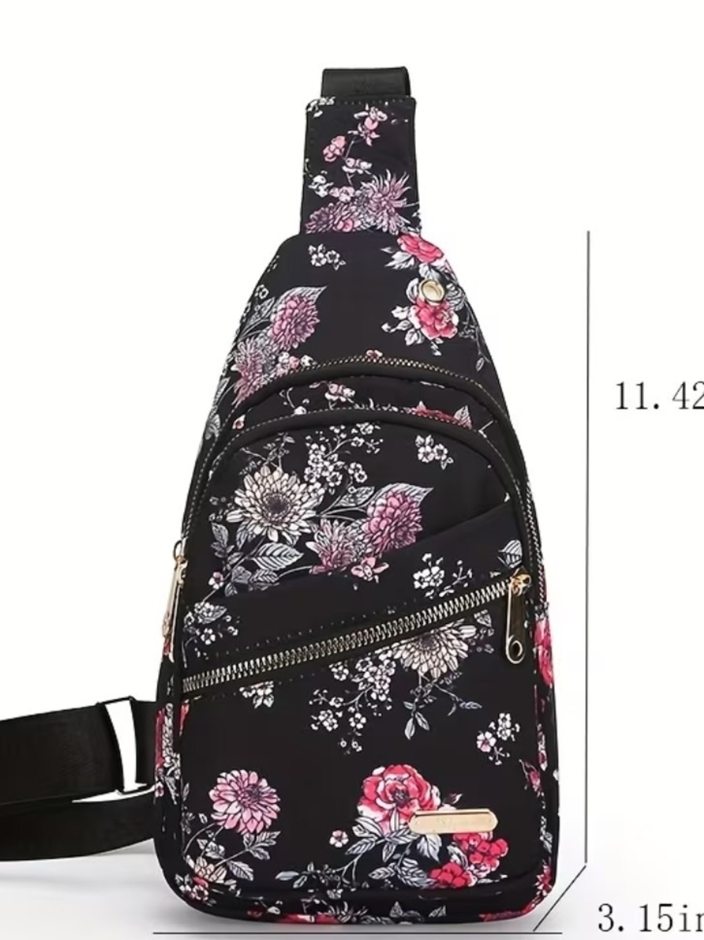 Black Floral Crossbody Sling Bag - Floral Crossbody Bag Sling Bag
